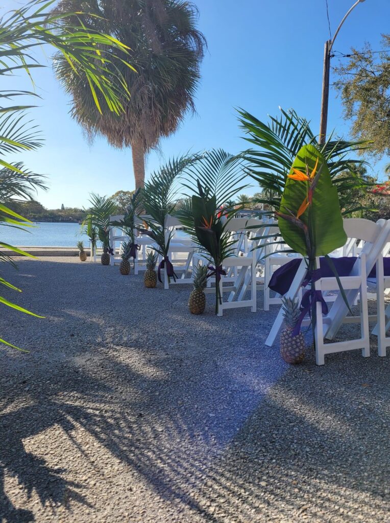 Seating for Outdoor Waterfront Wedding at the St Petersburg Woman's Club